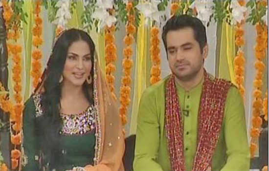 Veena Malik With Her Husband In Geo Tv Moning Show