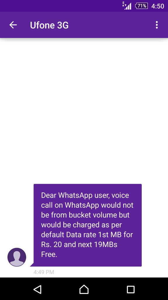 Ufone WhatsApp message